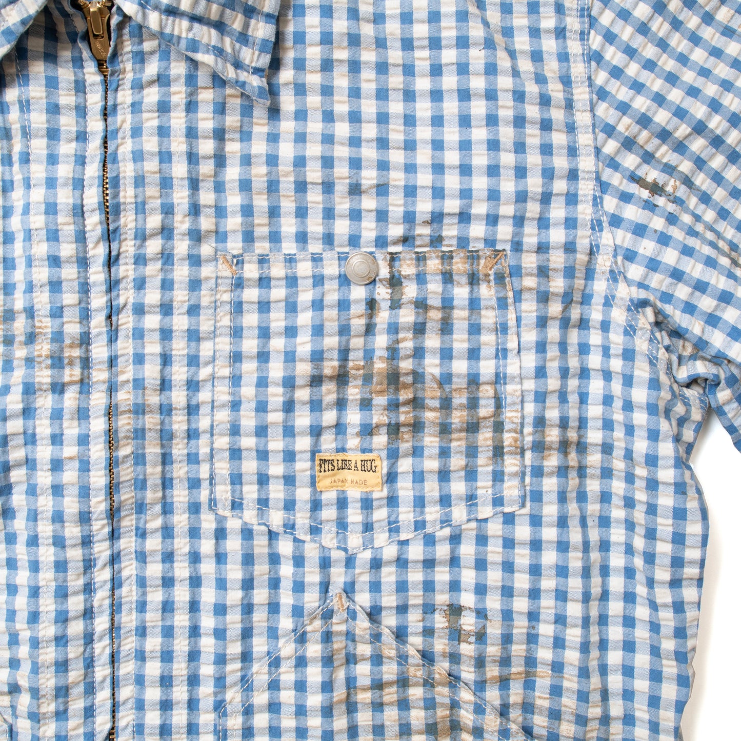Fit's like a Hug Werk Jacket (Indigo Gingham Check Seersucker)